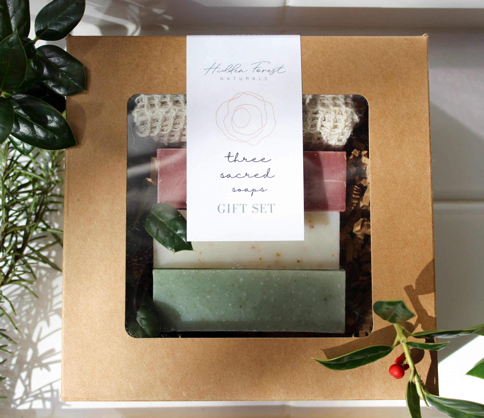 Three Sacred Soaps Gift Set - Handmade with Natural Ingredients. Hidden Forest Naturals