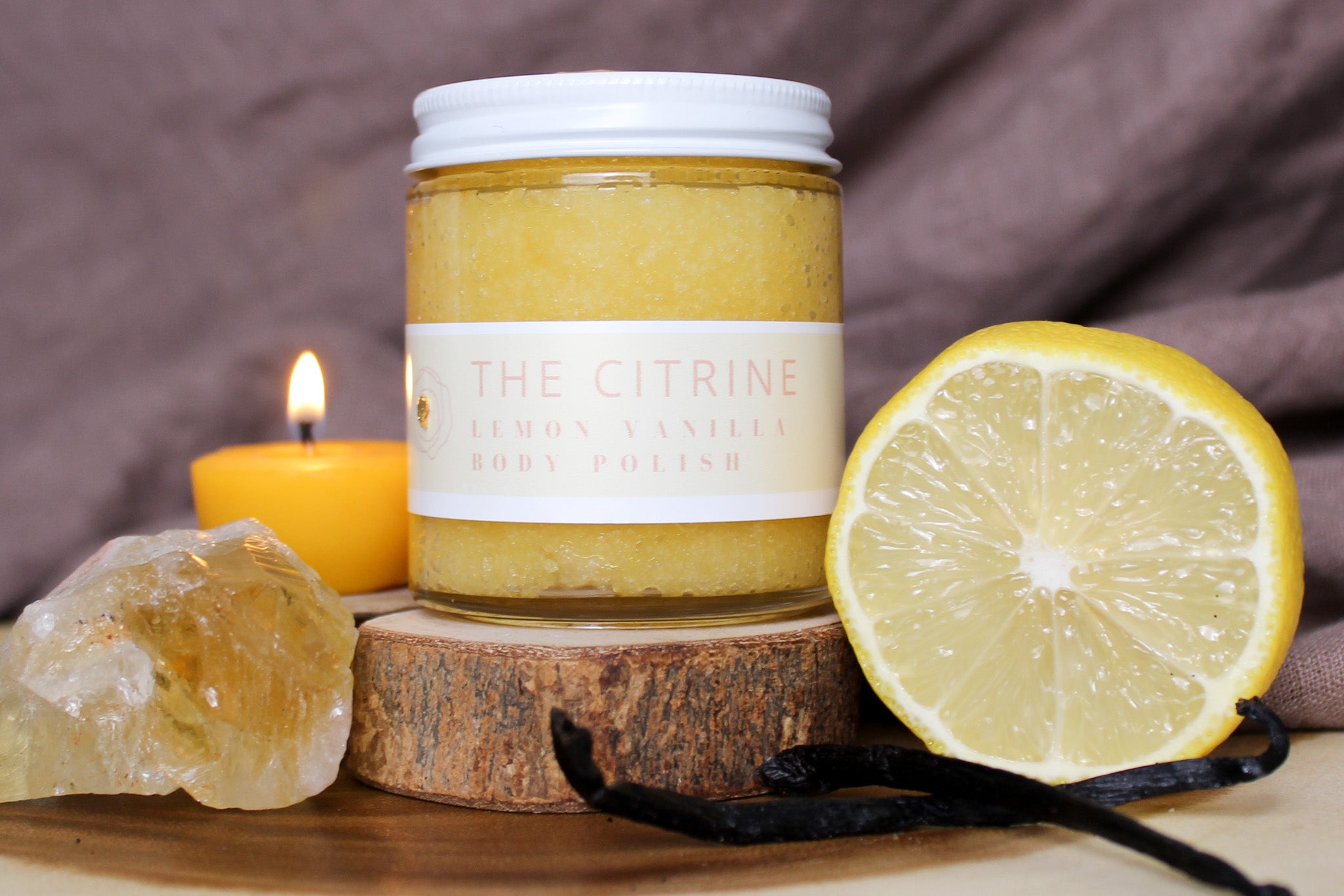 Citrine Lemon & Vanilla Body Polish - Handmade with Natural Ingredients. Hidden Forest Naturals