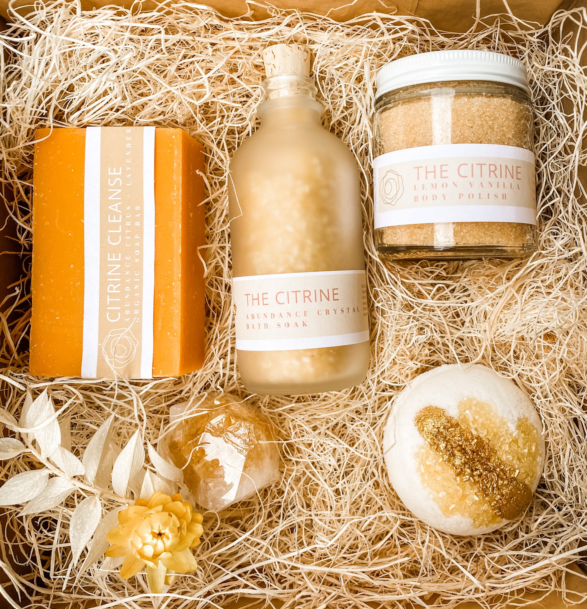 Citrine Bath and Body Gift Set - Handmade with Natural Ingredients. Hidden Forest Naturals