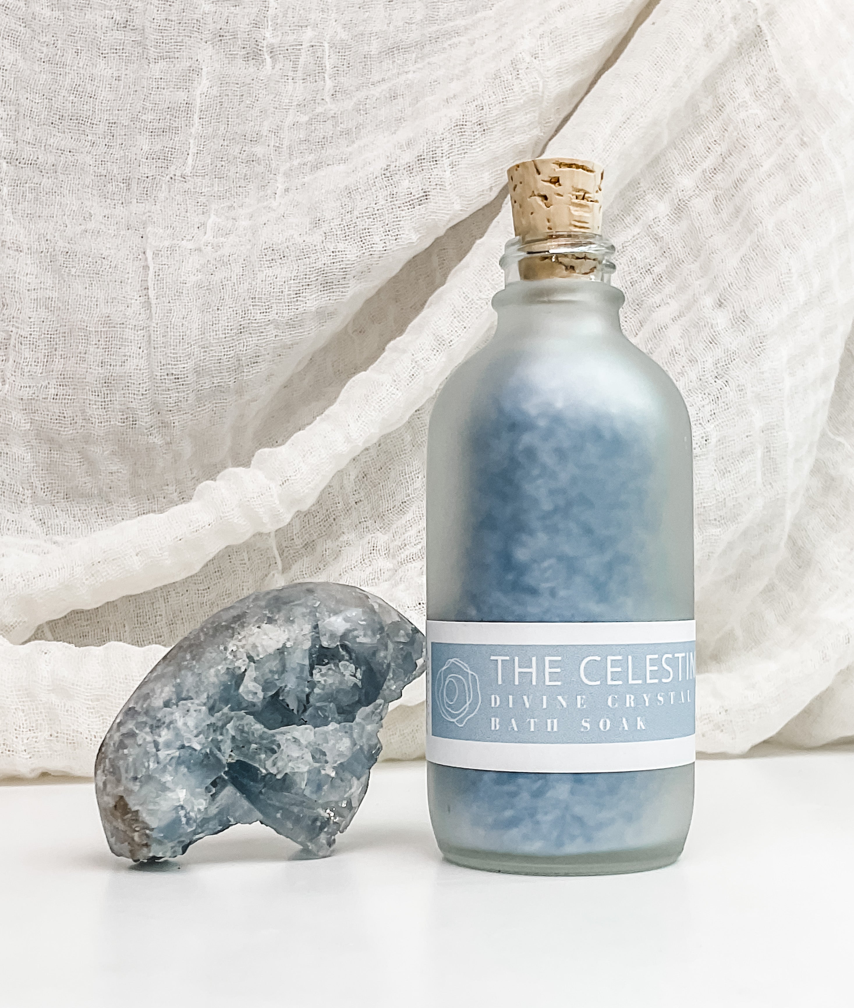 Celestine Meditation Crystal Inspired Bath Soak - Handmade with Natural Ingredients. Hidden Forest Naturals
