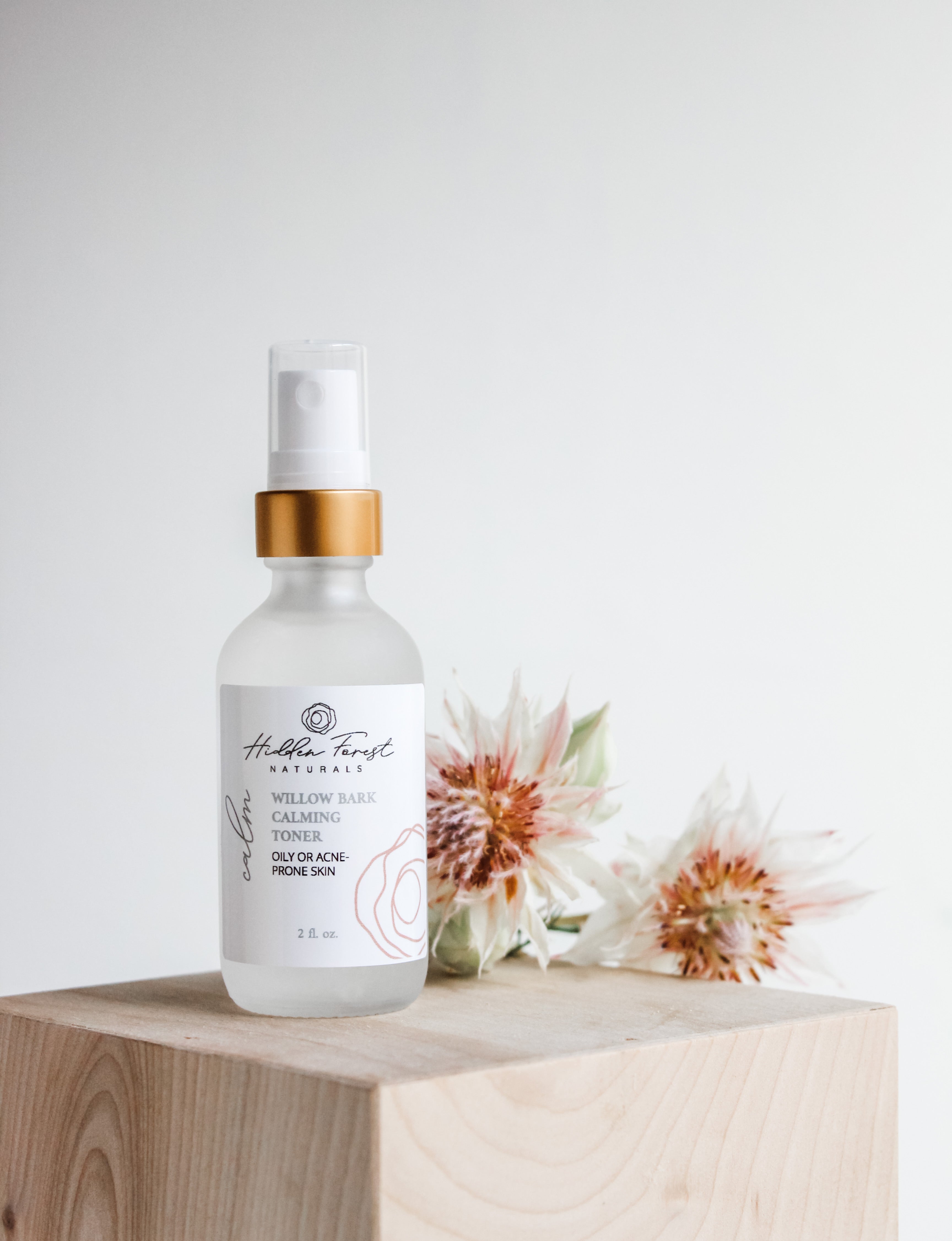 Calm Willow Bark Toner - calm acne & oil pH 6.0 - Handmade with Natural Ingredients. Hidden Forest Naturals