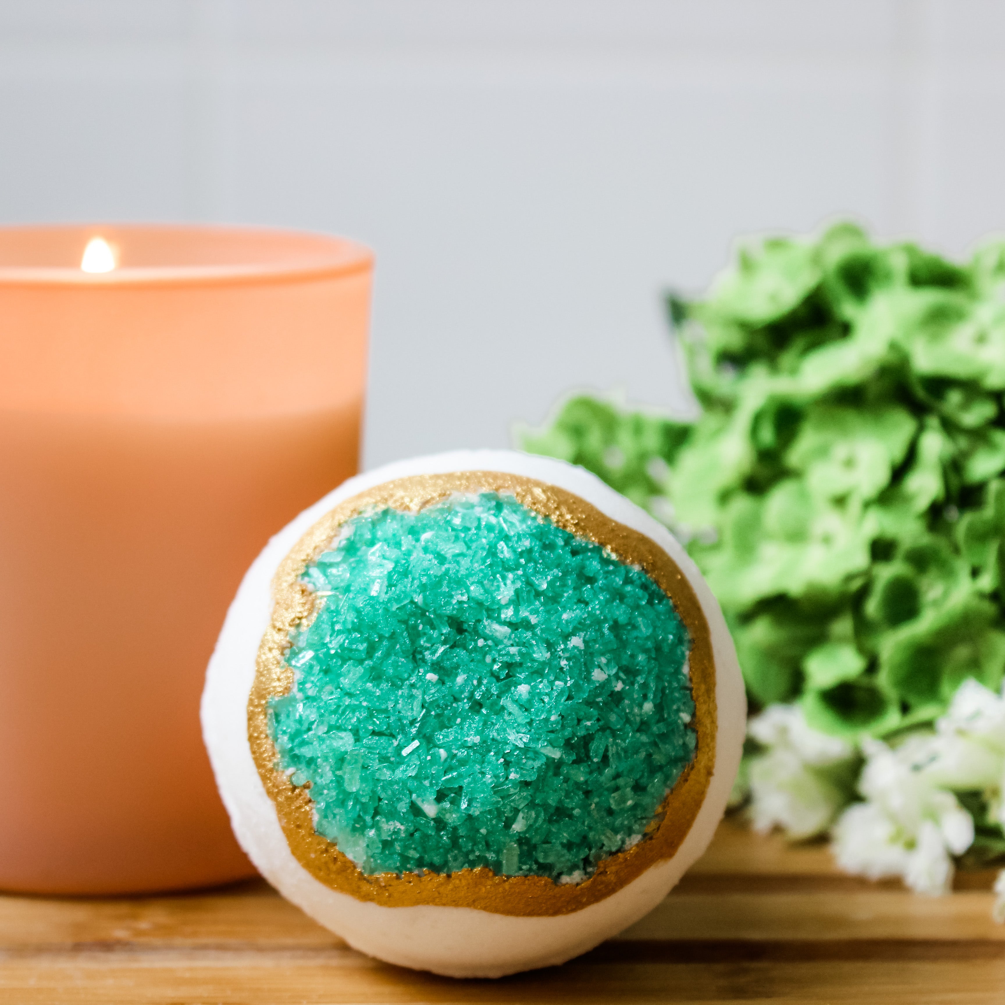 Emerald Empowerment Crystal Bath Bomb - Handmade with Natural Ingredients. Hidden Forest Naturals