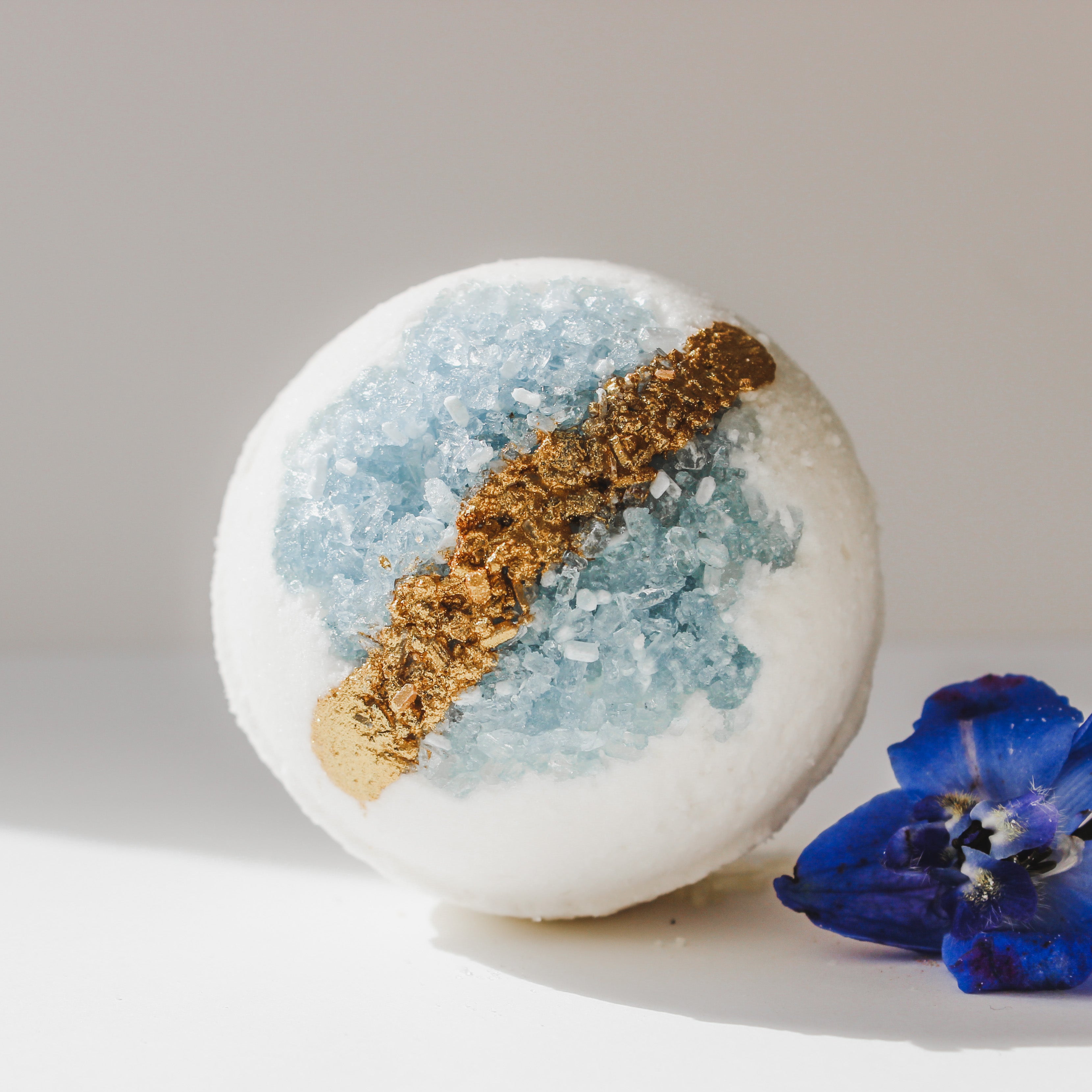 Celestine Geode - Meditation Crystal Bath Bomb - Handmade with Natural Ingredients. Hidden Forest Naturals